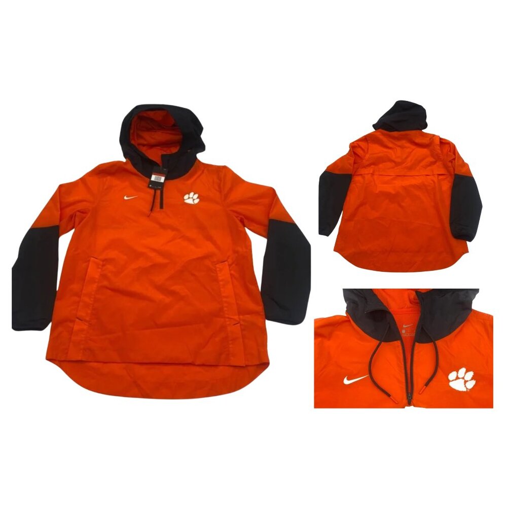 Nike Clemson Windbreaker, Orange/Black Quarter-Zip Jacket, Large